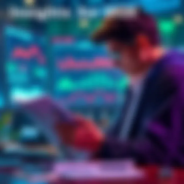 A person reading a report about trends for 2026, with charts and graphs displayed