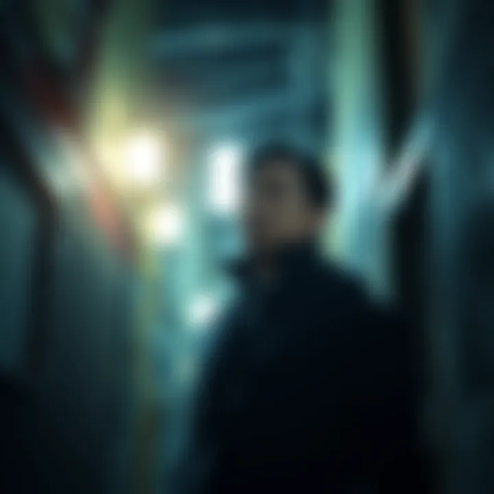 Inspector Megure stands in a dark alley, looking thoughtful, hinting at possible connections to the Black Organization.