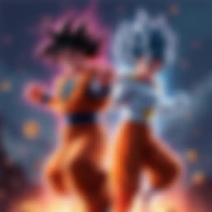 INT Goku and Vegeta EZA Artwork showing INT Goku and Vegeta with their new EZA upgrades in a battle stance