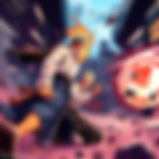A fierce fight scene featuring strong characters from Kengan Omega engaging in a battle, displaying their powerful moves and determination.