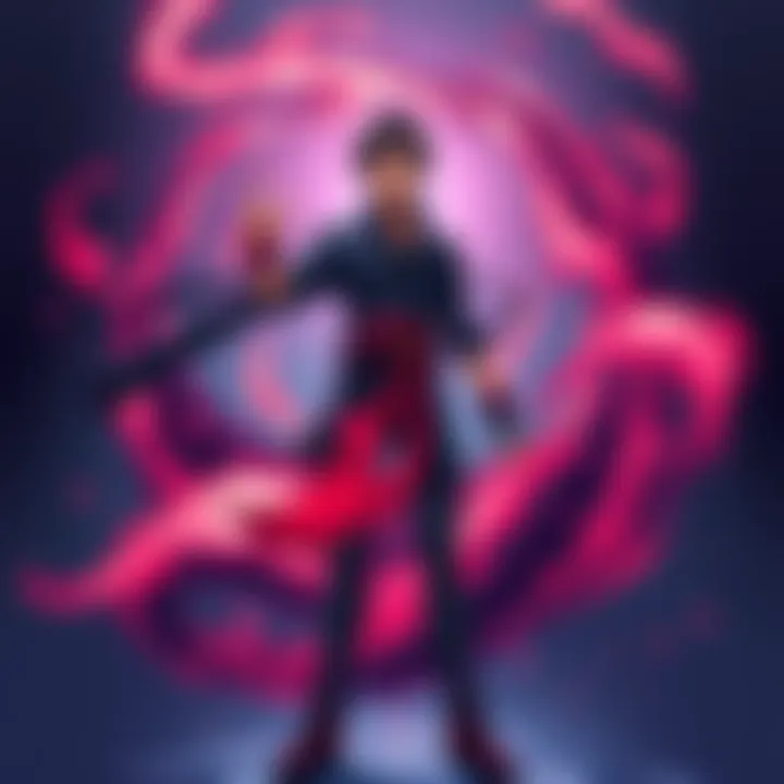 Iori with Ranta's Cursed Technique Iori stands confidently, surrounded by a swirling dark energy representing Ranta's cursed technique, showcasing a blend of strength and challenge.