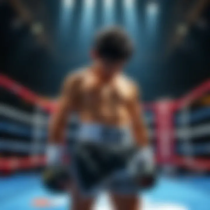 Ippo Makunouchi stands dejected in the boxing ring post-match, showing visible signs of disappointment after losing to an unknown ranker.