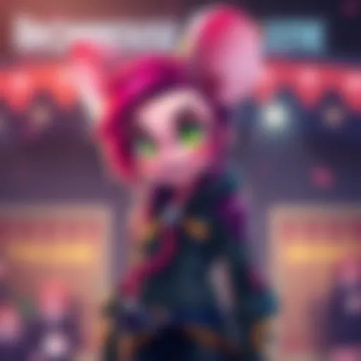 A colorful illustration of Ironmouse showcasing her iconic character features, including vibrant hair and playful outfit.