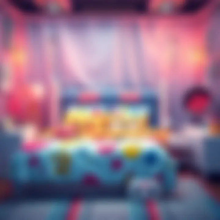 IRyS's Comedic Bedsheet A colorful bedsheet featuring IRyS's design, creating a fun and humorous atmosphere in IMMERyS, with laughter in the background.
