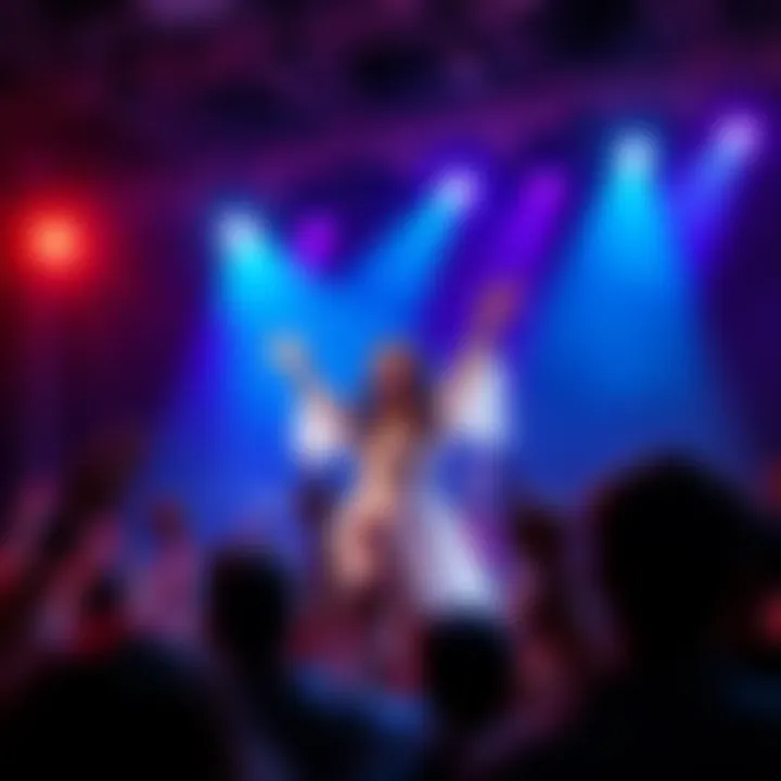 Irys performing live Irys on stage at her first solo concert in Japan, with fans cheering in the audience.