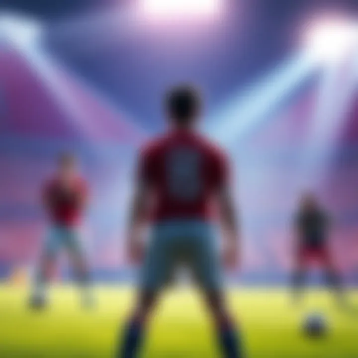 Isagi stands focused on the field as three skilled strikers prepare for a match, highlighting the challenge ahead