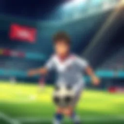 Isagi in a soccer game Isagi looks conflicted on the field, deciding between scoring and passing to his teammates during a match.