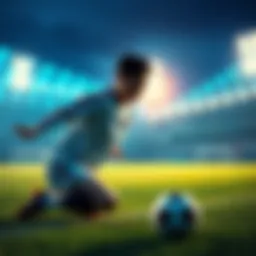 Isagi practicing his new metavision skills on the soccer field, focused and determined to improve his game against talented strikers.