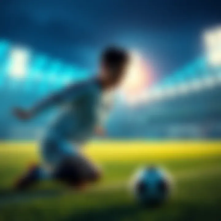 Isagi practicing his new metavision skills on the soccer field, focused and determined to improve his game against talented strikers.