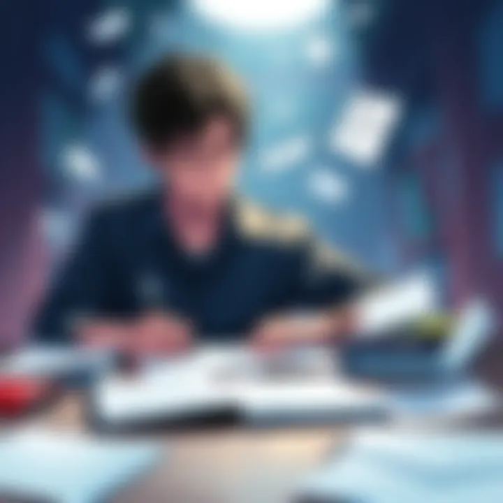 Isayama focusing on his writing with notes and feedback surrounding him, showing his dedication to fans.