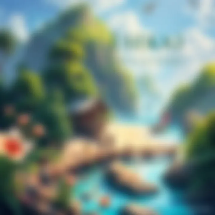 A vibrant scene showing a fantasy setting in the Philippines, with lush greenery, scenic beaches, and elements of magic
