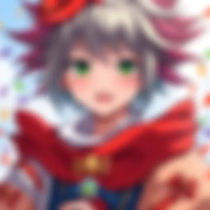 A character inspired by typical isekai styles, showcasing familiar features like vibrant hair and unique attire