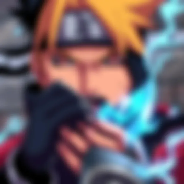 Itachi Uchiha sealing Naruto Uzumaki's mouth with a mysterious mark