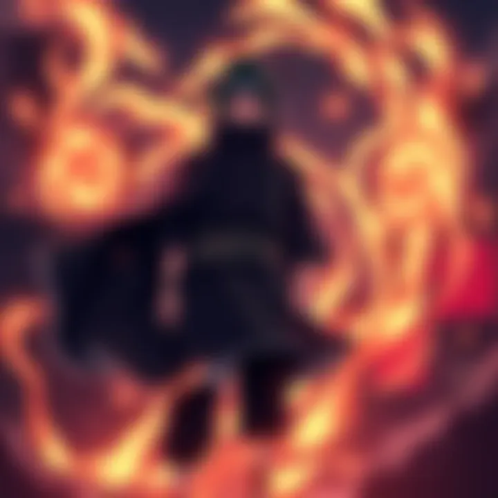 Itachiโs Power Ranking An illustration showing Itachi standing confidently in a darkened Jujutsu setting, surrounded by swirling cursed energy, symbolizing his strength and potential ranking among the Jujutsu classes.