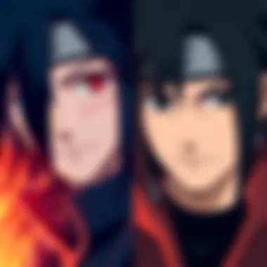 Itachi and Sasuke from anime showing their similar facial features side by side
