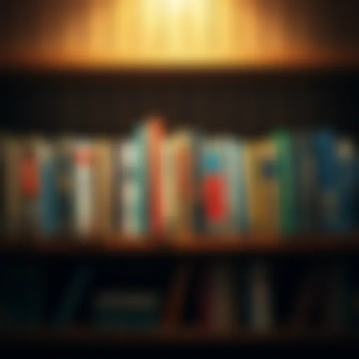 A collection of Italian books on a wooden shelf, highlighting 17 remaining titles to read