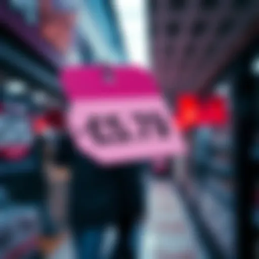 A close-up of a price tag showing £5.79, highlighting retail pricing, with a background of a shopping environment.