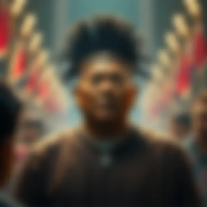 Iwagakure chief facing judgment The Iwagakure chief stands in chains before a crowd, looking defeated as authorities prepare for his execution.