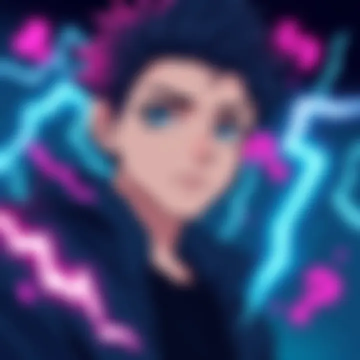 An illustration of Izuku looking thoughtful, surrounded by symbols of his inner struggles and growth, like lightning bolts and question marks.