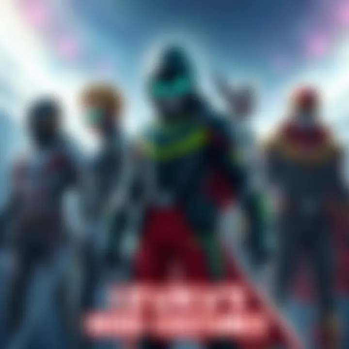 A collage displaying different costumes worn by Izuku, including his initial outfit, UA uniform, and Vigilante costume, showcasing their unique designs and features.