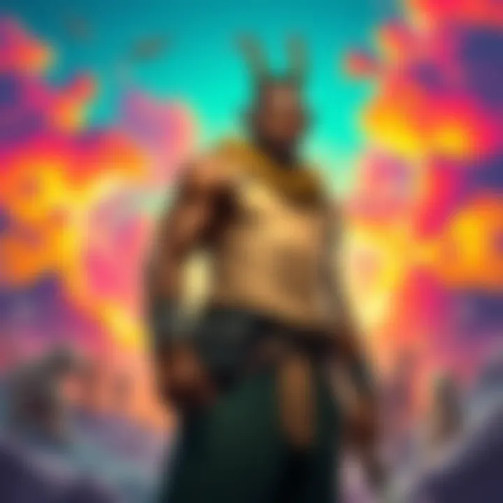 A character named Jabu standing confidently, symbolizing strength and leadership, with a vibrant background representing adventure.