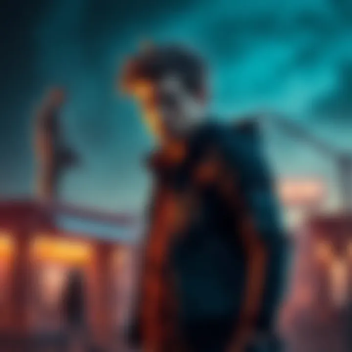 Jack Lockhart standing at Beacon, showcasing his transition from amnesiac to hybrid weapon, looking conflicted with a hint of love in his eyes.