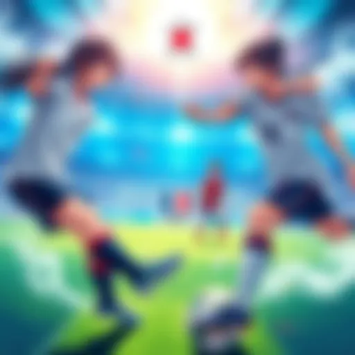 Japan's soccer team facing off against France with players Rin and Isagi in action