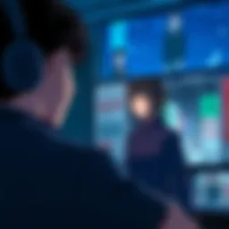 A fan immersed in Japanese anime, focusing on emotional character moments while watching a scene from KNY with subtitles.