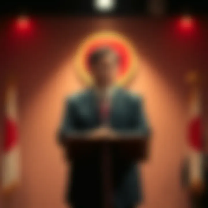 A Japanese official stands at a podium during a press conference, expressing regret for recent controversies.