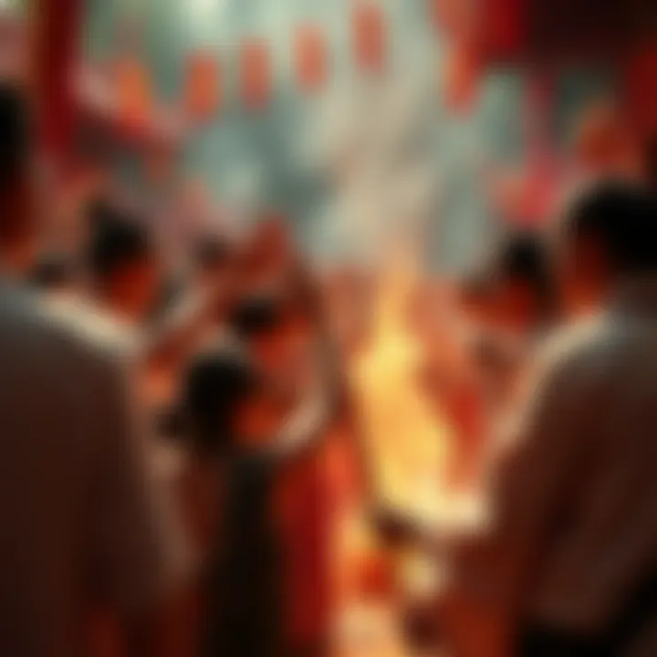 A community gathering with people performing traditional Japenis rituals, showcasing their beliefs and values.