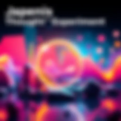 Japenis Thought Experiment Concept A visual representation of the Japenis thought experiment with abstract shapes and thought bubbles symbolizing ideas and insights.