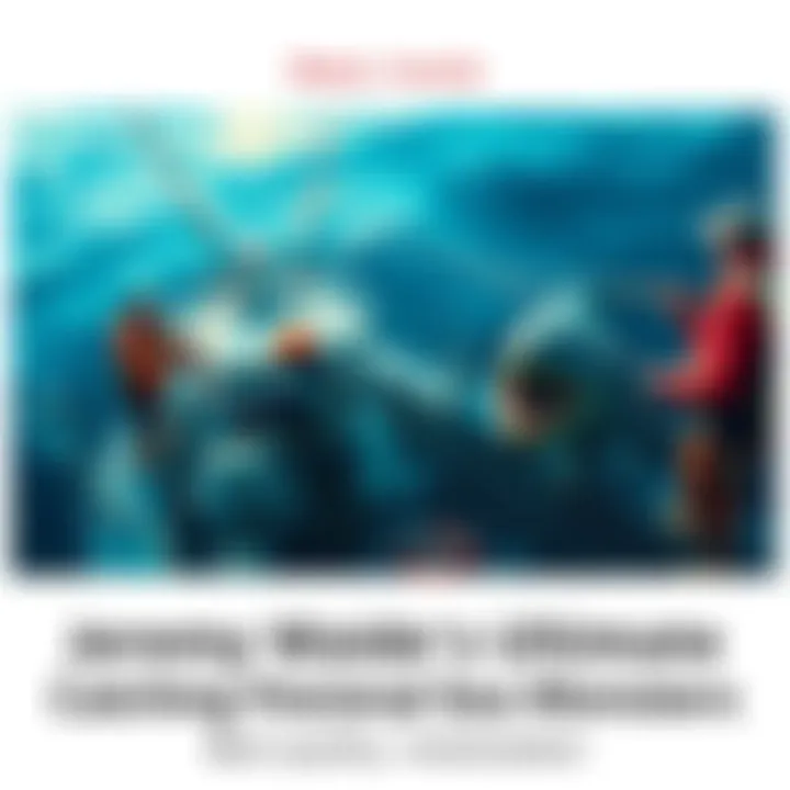 Jeremy Wade and his crew prepare to catch fictional sea monsters with fishing gear on a boat in the ocean.