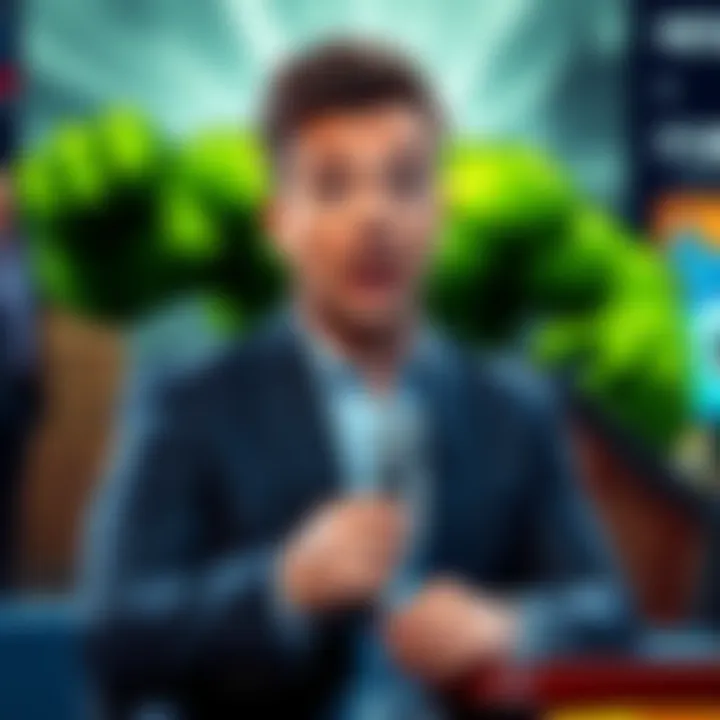 Jimmy Fallon Reacting to a Failed Joke Jimmy Fallon looking surprised while holding a microphone, with a humorous Hulk-themed joke displayed behind him.