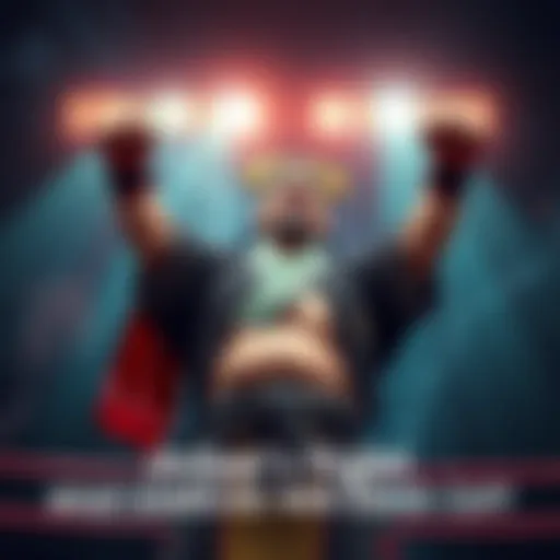 Jinbei stands with his fists raised in triumph after winning an intense fight, showcasing his determination and skill.