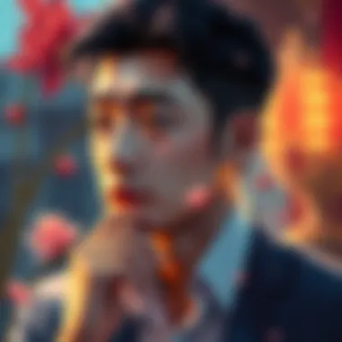 Jinshi's Taste in Women A thoughtful man reflects on his preferences in women, surrounded by symbolic traits such as elegance and kindness, showcasing his unique interests.