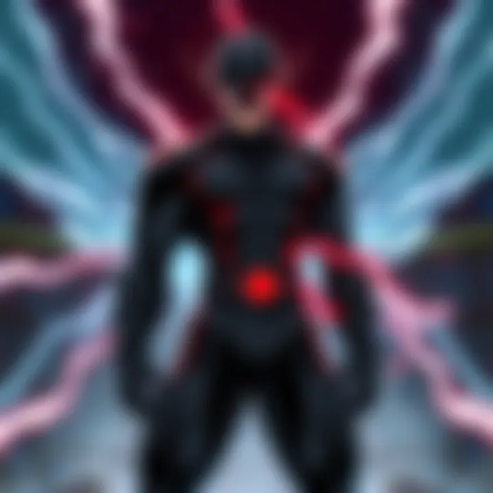 Jiren Black Menacing Stance Jiren Black stands in a powerful pose, radiating dark energy with a fierce expression, showcasing his strength as a potential threat in anime.
