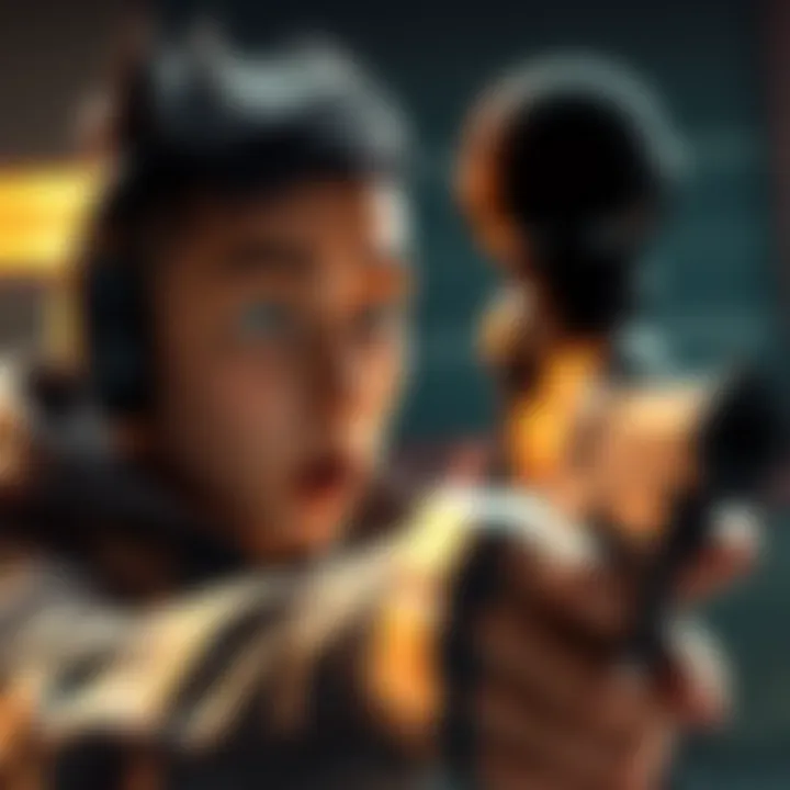 JJK Character Faces Gun-Wielding Opponent A JJK character looking surprised as they confront a foe with a gun drawn, highlighting the tension and humor in the battle.