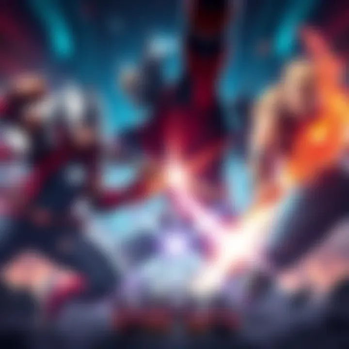 Top characters from JJK and MHA face off in a 5v5 showdown, showing their powers and abilities during an intense fight.