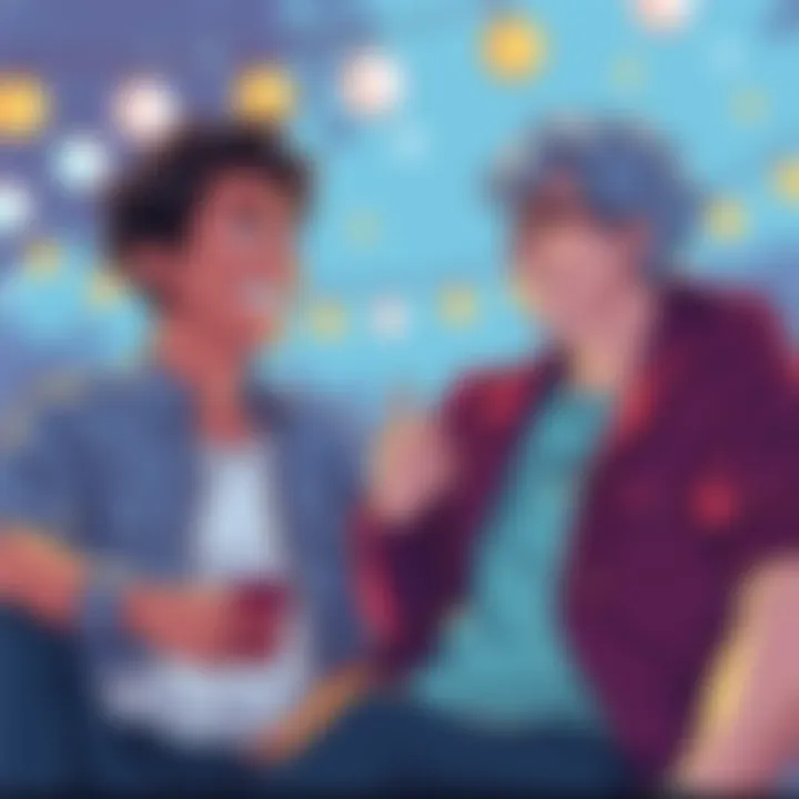 A colorful drawing of Joe and Ippo laughing and enjoying time together, showcasing their friendly personalities.