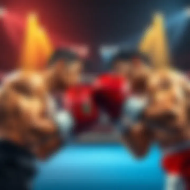 Joe and Ippo face each other in the boxing ring, ready to fight.