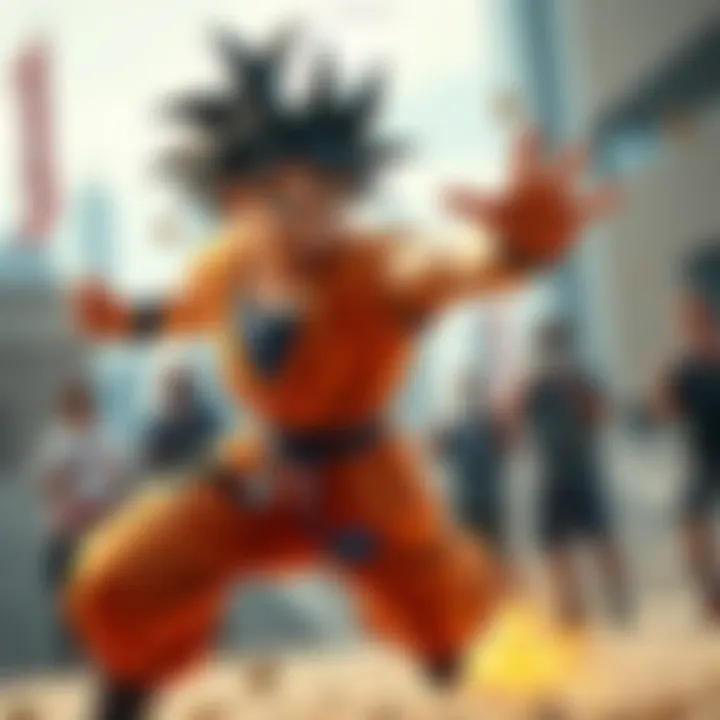 John from Dragon Ball in action John from Dragon Ball showcases his powerful moves during a training session, exciting fans around him.