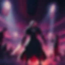 Johness stands confidently in the Heavens Arena, surrounded by a tense atmosphere, opponents eyeing him warily due to his dark reputation.