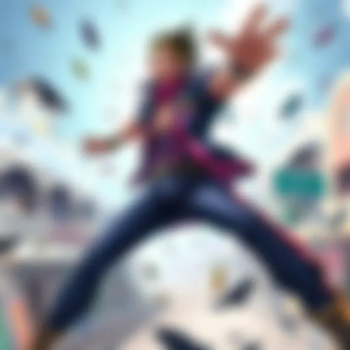 A colorful fanart featuring Joseph from JoJo's Bizarre Adventure in an action pose, showcasing dynamic movement and style.