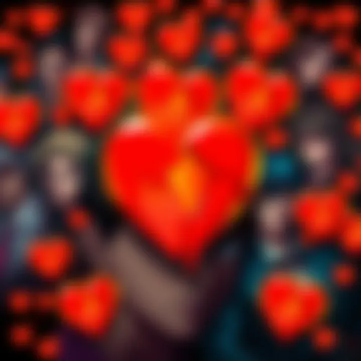 A collage of JoJo characters with broken heart emojis, representing infidelity in relationships.