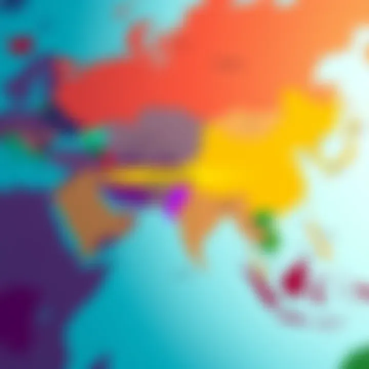 A colorful map showing countries featured in JoJo's Bizarre Adventure, highlighting their roles in the story.
