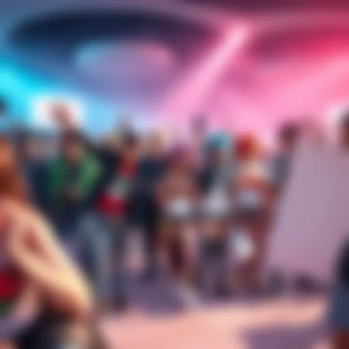 A lively group of Jojo fans wearing themed outfits and holding merchandise at a fan event, showcasing their enthusiasm and community spirit.