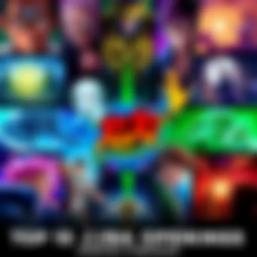A colorful collage featuring scenes from various JoJo's Bizarre Adventure openings, showcasing iconic characters and moments from the anime