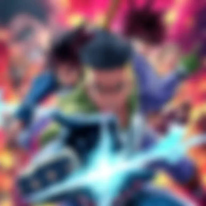 JoJo characters in dynamic poses, showcasing fierce expressions and combat-ready stances, emphasizing their transformation into warriors