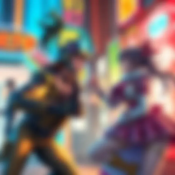 A dynamic scene featuring characters from JoJo's Bizarre Adventure: Steel Ball Run and Uma Musume Cinderella Gray interacting in a vibrant setting.