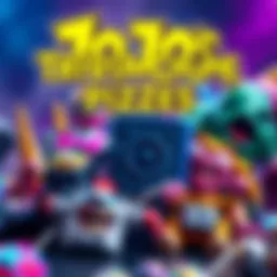 Colorful prizes for trivia winners inspired by Jojo's Bizarre Adventure, including small figures and fun merchandise